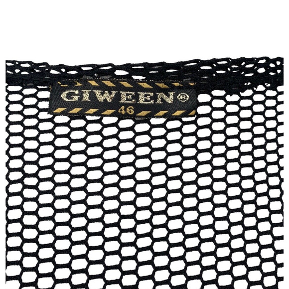 Vintage Giween Euro Mesh Fishnet Wrap Robe Black Boho Funky - Picture 5 of 8